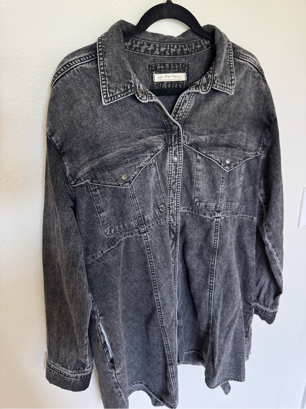 We The Free Washed Black Denim Mini Dress